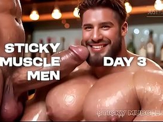 Sticky Muscle Men Day 3 Preview, AI-Generated Muscle Guys, Big Dicks, Big Cum Loads